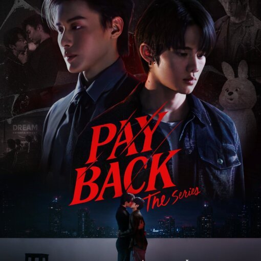 Poster for PAY BACK The Series featuring two men back-to-back against a dark cityscape.